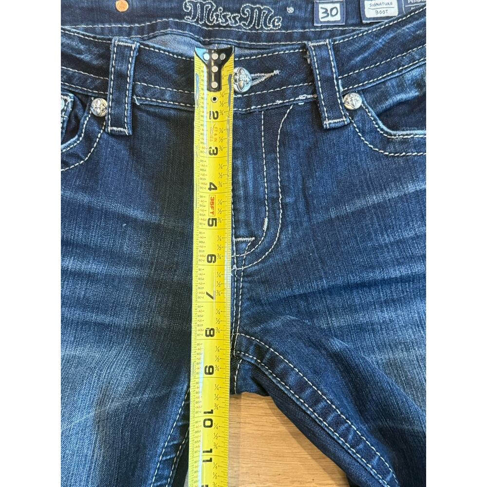 Miss Me Signature Boot Flour De Lis Embroidered Pockets Jeans Women’s 32x30 Blue - Picture 8 of 11